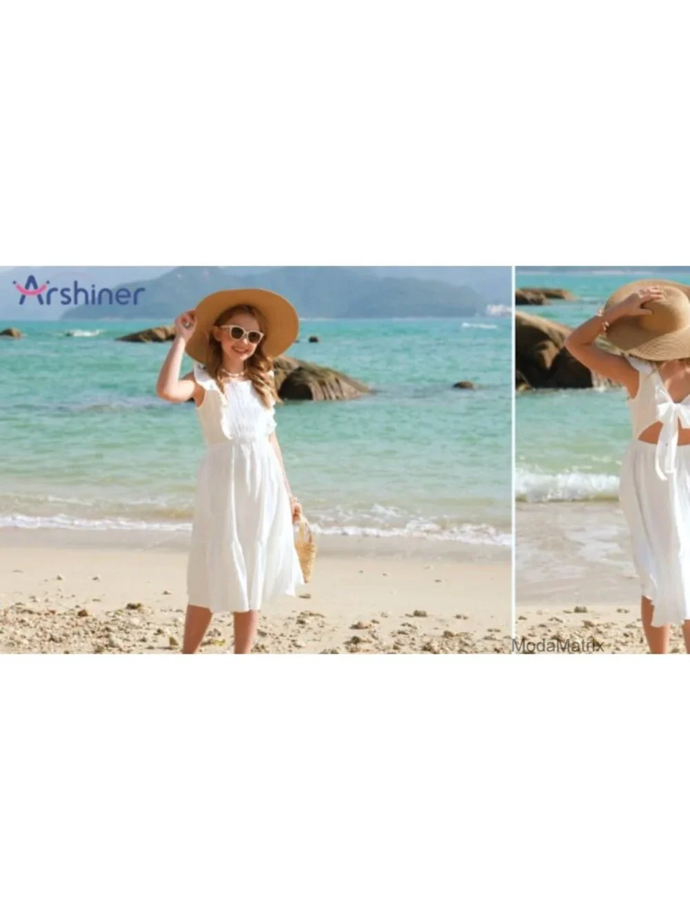 Casual Boho Maxi Dress with Pockets Square Neck Flutter Sleeve Tie Back Tween
